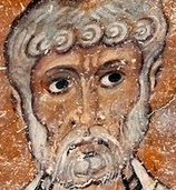 Свети&nbsp;Силвестър, папа Римски. Фрагмент от стара българска стенопис, Охрид, област Македония