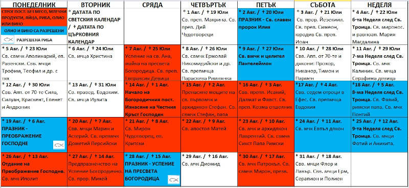 Календар Август 2024