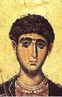 Свети великомъченик Димитрий Солунски. Фрагмент от стара гръцка икона в манастира Ватопед на Света Гора-Атон