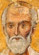 Свети Николай, архиепископ Мир Ликийски, чудотворец. Фрагмент от стара стенопис в църквата „Свети Николай и Пантелеймон“ (Боянска църква) близо до София