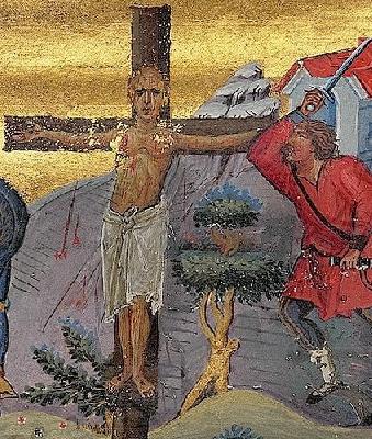 Мъченичество на свети Гемел. Фрагмент от миниатюра в стара ромейска минология. Константинопол