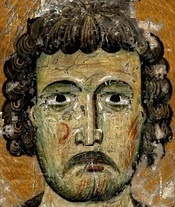 Свети Мъченик Евгений. Фрагмент от стара ромейска стенопис. Кастория, Гърция