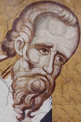 Свети Дионисий Ареопагит. Фрагмент от стара стенопис. Косово, Сърбия