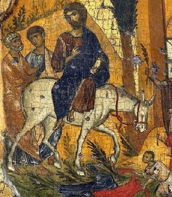 Вход Господен в Иерусалим. Фрагмент от стара ромейска икона. Света Гора-Атон