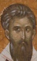 Свети преподобни Георги изповедник, митрополит Митилински. Фрагмент от стара стенопис. Косово. Сърбия