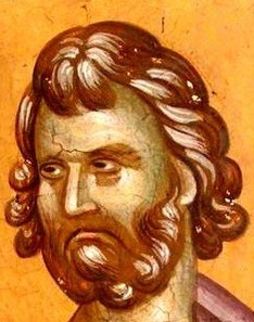 Свети мъченик Иакинт Римски. Фрагмент от стара сръбска стенопис.  Косово. Сърбия