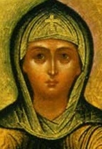 Света преподобна Олимпиада. Фрагмент от стара руска икона