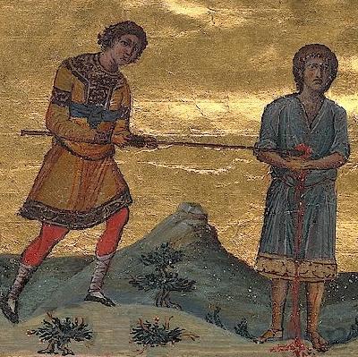 Мъченичество на свети мъченик Мамант Кесарийски. Фрагмент от миниатюра в стара ромейска минология
