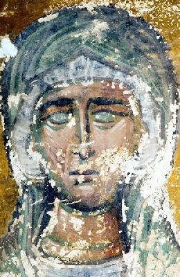 Света праведна Елисавета. Древна стенопис от  Цаленджихе, Грузия