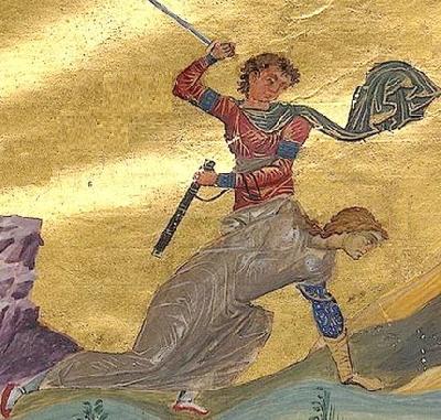 Мъченичество на света Ия. Фрагмент от миниатюра в стара ромейска минология