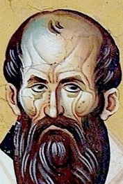 Свети Павел Изповедник, архиепископ Цариградски. Фрагмент от стара българска стенопис, Охрид, област Македония
