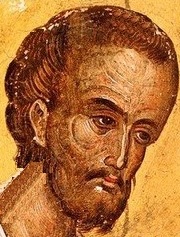 Свети Иоан Златоуст, Архиепископ Константинополски. Фрагмент от стара стенопис. Гърция